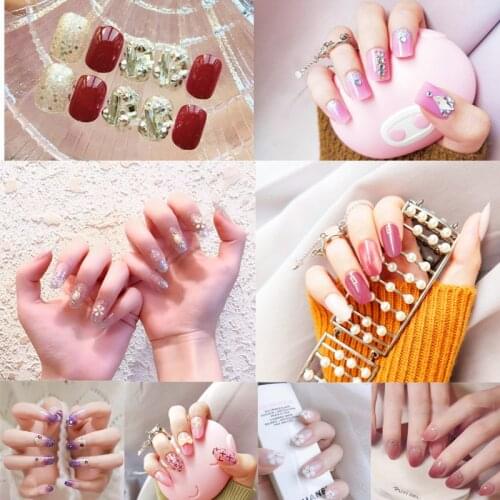 24pcs/Box French DIY Detachable Fake Nails Fashion Short Wear-Resistant Push-Type Ballet Full Cover Wearable With Glue