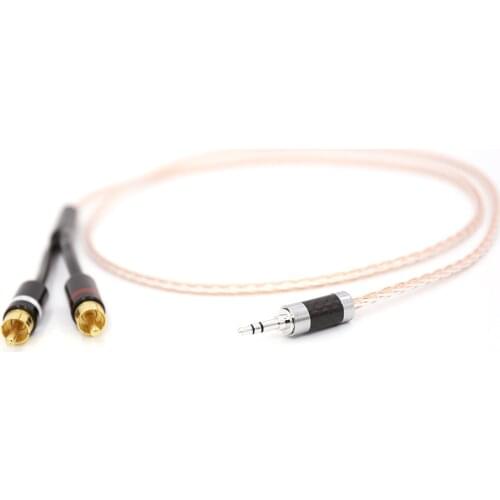 Hi-End OFC Copper and Silver Plated hifi audio cable 2 rca to 3.5MM hifi 1 to 2 audio video cable