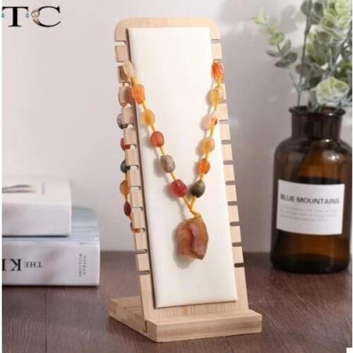 Bamboo jewelry display stand detachable necklace pendant storage Wooden Multiple Necklace Easel Showcase Display Holder