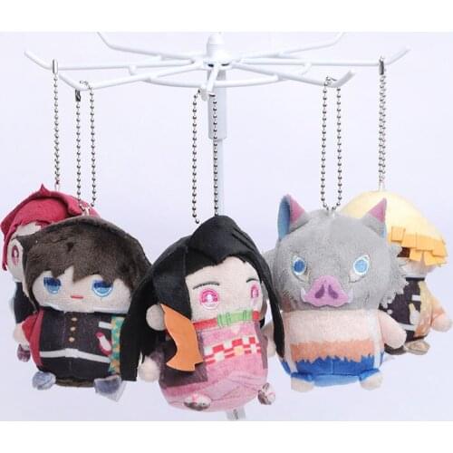 Demon Slayer Kimetsu no Yaiba Anime Plush Keychain Keyring Pendant Tanjirou Kamado Printing Plush Pendant Toy Gifts