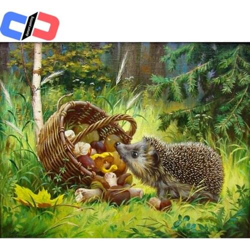 DIY Diamond Embroidery Forest Hedgehog Mushroom Basket Diamond Painting Cross Stitch square Drill Mosaic Decoration