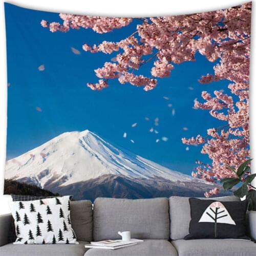 Blooming Cherry Tree Tapestry Natural Scenery Flowers Plant Printed Wall Hanging Tapestry Living Room Bedroom Indoor Decor T0030
