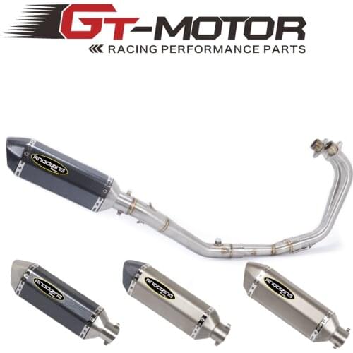 GT Motor - Full Exhaust System with exhaust pipe for YAMAHA YZF R3 R25 MT03 2014-2018 link pipe middle pipe