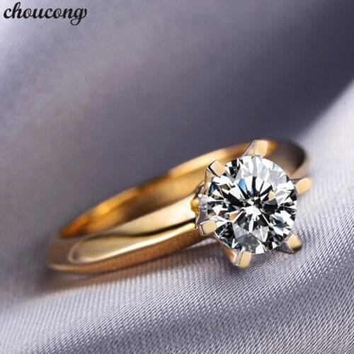 Choucong Solitaire Promise Ring 100% Real 925 Sterling Silver 1ct AAAAA cz Stone Engagement Wedding Band Rings For Women Jewelry