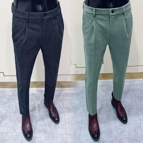 Korean wool suit mens slim classic business casual pants fashion street casual pants social pants mens 2020