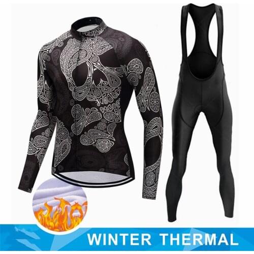 New STRAVA Winter Thermal Fleece Set Cycling Clothes Mens Jersey Suit Sport Riding Bike MTB Clothing Bib Pants Warm Sets Ropa