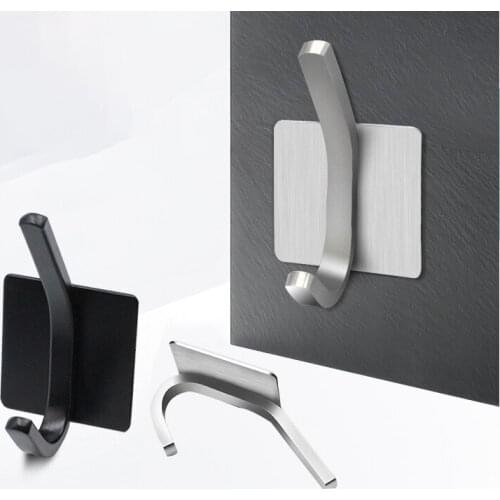 2pcs Stainless Steel Hook Self Adhesive Home Kitchen Wall Hook Coat Towel Hook for Bathroom Rustproof Hooks Hanger Rack Hanger