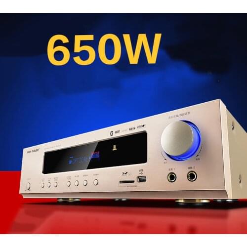 KYYSLB 650W 220V AK-558 Bluetooth Amplifier 5.1 Channel Home Theater Ktv High Power AV Digital Hifi Amplifier Subwoofer SD USB