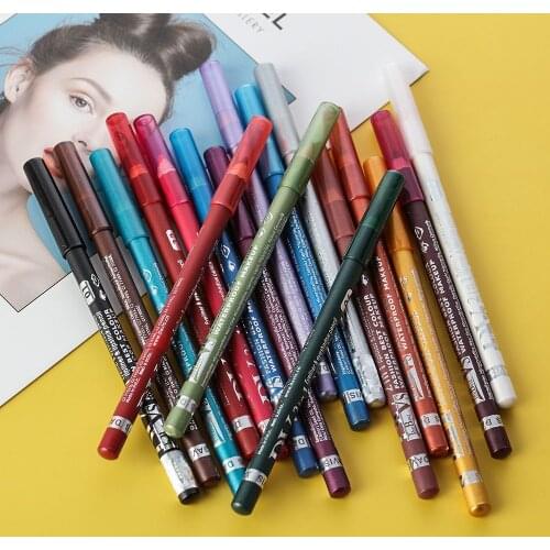 Hot Long Lasting Eye Cosmetics Matte Waterproof Pearl Pigment Glitter Colourful Lip Liner Pen Eye Shadow&Liner Pencil 18 Colors