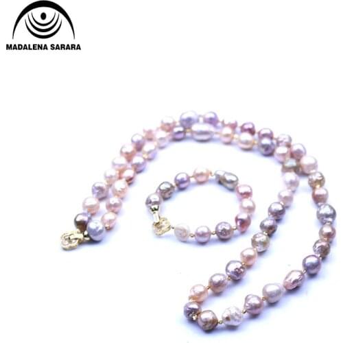 MADALENA SARARA AAA 10-12mm Baroque Freshwater Pearl Strand Necklace Colorful Pearl Set