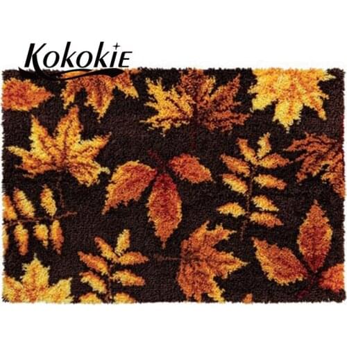 Flowers latch hook kits for adults large printed canvas yarn carpet diy latch hook rug kits carpet embroidery carpet diy rug