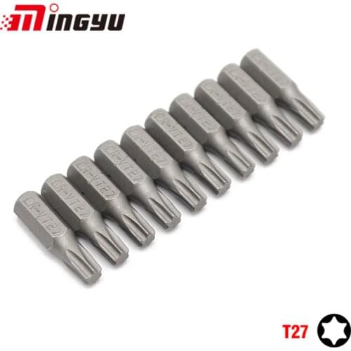 10pcs 25mm 1/4 Torx T27 Screwdriver Bit Set Repair Tools ScrewdriversKit Hex Shank Drill Bit For Power Household Hand Tools