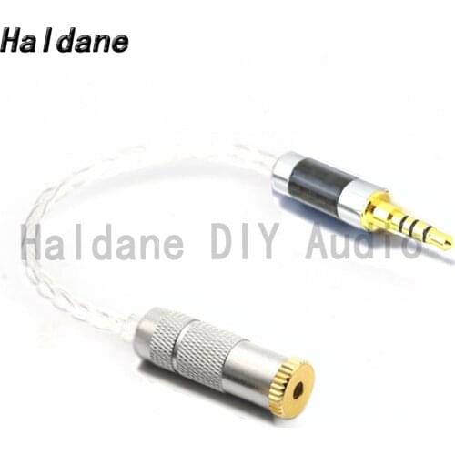 Haldane HIFI 3.5mm TRRS Balanced Male to 2.5mm TRRS Balanced Female Single Crystal Copper Silver Plated Audio Adapter Connector