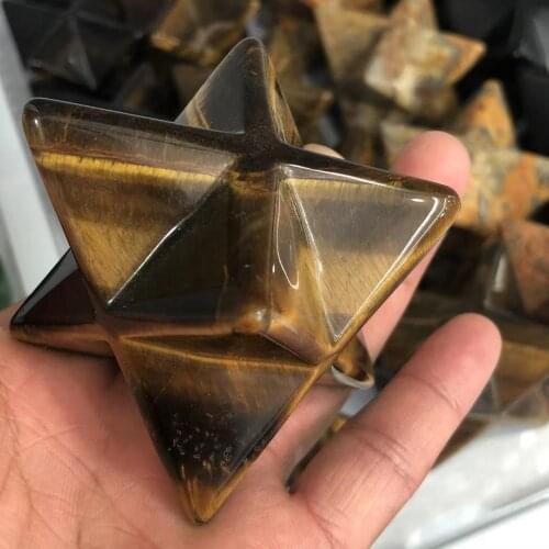 Natural Tigers Eye Stone Crystal Merkaba Arcade Crystal Merkaba Star Energy Mineral Jewelry Healing Decoration