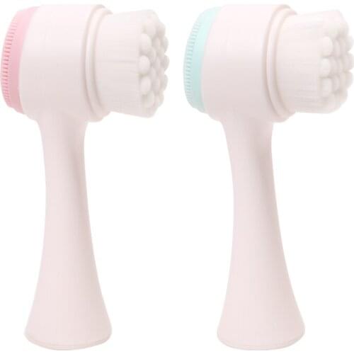 Pro Double-Side Face Cleaning Brush Silicone Facial Deep Pore Cleaner Blackhead Removal Massage Makeup Brushes Skin Care Tools