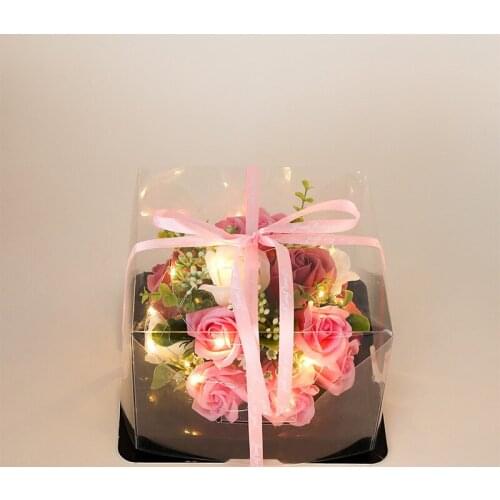 Transparent Packaging Box Valentine Rose Bear Flower Gift Box DIY Wedding Gift Box Valentine Christmas Gift Boxes Cake Box