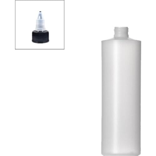 500ml empty plastic soft bottle ,natural-colored HDPE cylinder round with black Twist Top Caps, pointed mouth top cap