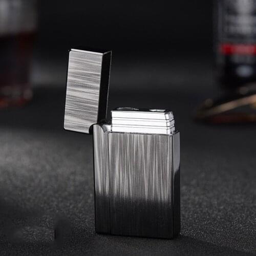 Straight Into The Blue Fmale Lighter Personality Opening Side Sliding Windproof Inflatable Lighter Zinc Alloy Brushed Suiface