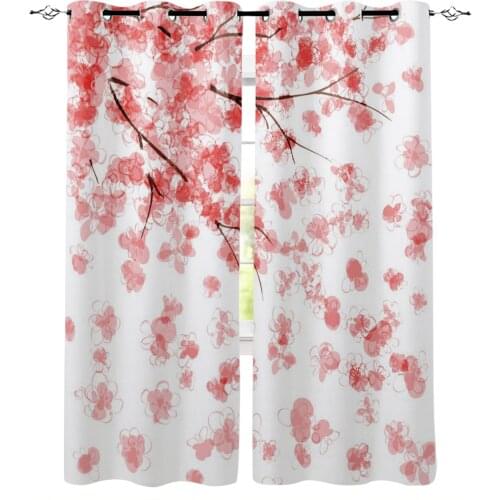 Pink Flower Sakura Cherry Blossoms Blackout Curtains For Living Room Window Curtains For Bedroom Kitchen Curtains Drapes Blinds