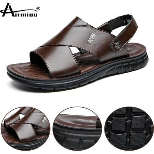 New Summer Men Sandals Leather Non-slip Male Casual Sandalias Outdoor Beach Shoes Man Soft Comfort Breathable Footwear Size 47