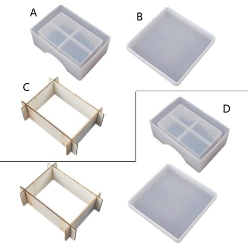 DIY Sqaure Coaster Box Molds Coaster Display Stand Resin Casting Mold Hold Up to 4 Coaster with Holder Epoxy Resin Mould