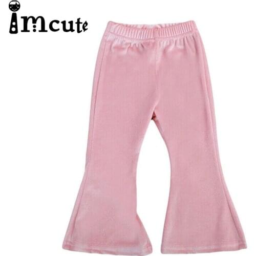 Newborn Toddler Baby Girl Bell Bottom Pleuche Pants Kids Long Flare Trousers New