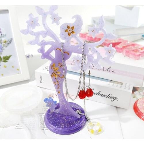 Silicone Mold Epoxy Resin Mold Jewelry Tray Tree Earring Holder Molds Diy Pendant Bracelet Jewelry Display Storage Racks Moulds
