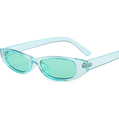 Fashion Small Oval Narrow Lens Sunglasses Plastic Shield Glasses Women