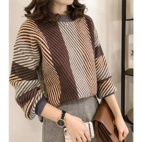 2021 Women Sweater Pullover Female Knitting Overszie Long Sleeve Loose Elegant Knitted Thick Outerwear Womens Winter Sweaters