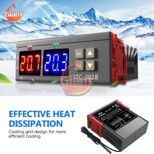 STC-3018 DC 12V AC 110 220V Dual Digital Temperature Controller Thermoregulator Thermostat Heater Cooler for Incubator Boiler