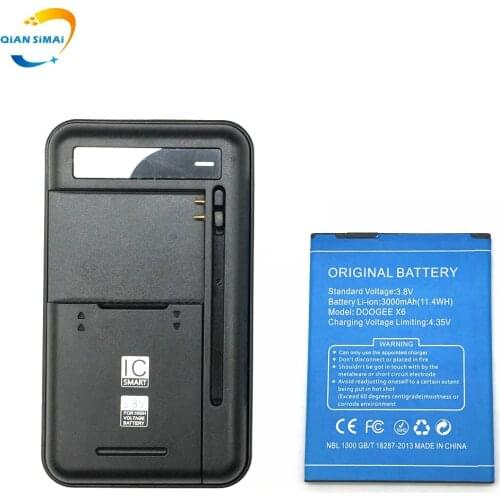1PCS Universal battery Charger+1PCS Doggee X6 3000mAh High quality battery For Doogee X6 Mobile Phone Battery