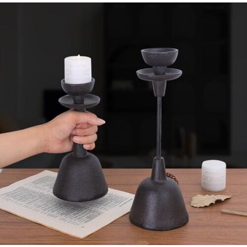 Vintage Handmade Cast Iron Old Graphic Oil Lamp Nostalgic Home Supplies Candle Holder Decoration Furnishing Photography Prop