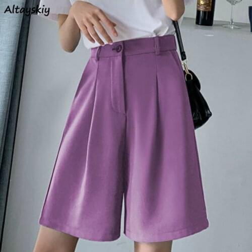 Shorts Womens Summer Office Ladies Students Straight Wide Leg Casual Chic High Waist Draped Loose Large Size Women Fashion New