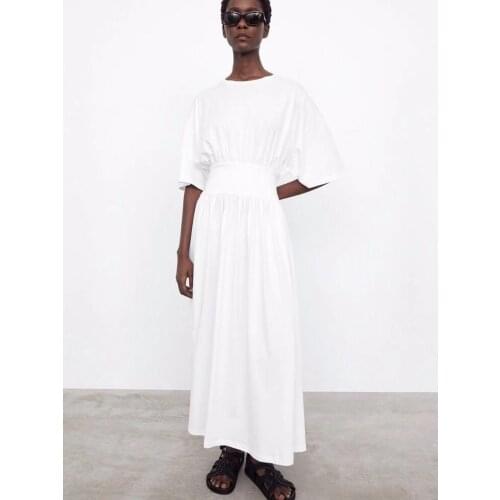 Women Dress 2021 Spring and Summer New Ladies Solid Color Long Dress