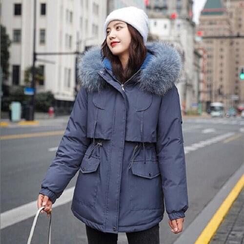 Winter Parkas Novel New Fashion Long Cotton Fur Liner Hooded Parkas Women With Pockets Fur Collar Warm Jackets and Coat Clothes
