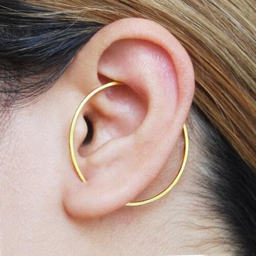 Gold Circle Ear Climber Handmade Triangle Earrings Gold Filled/925 Silver Jewelry Oorbellen Minimalist Earrings For Women