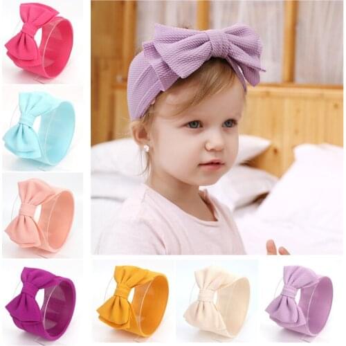 10pcs/lot New Oversize Double Layer Hair Bows Headband Girls Elastic Hair Bands Kids Solid Turban Head Wrap Hair Accessories
