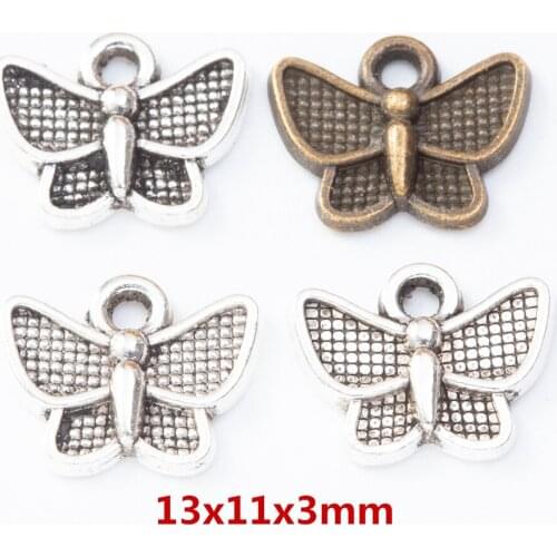 100 pieces of retro metal zinc alloy butterfly Pendant for DIY handmade jewelry necklace making 8170
