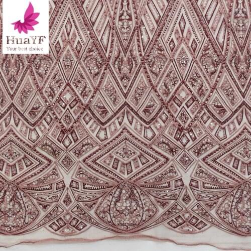 2021 Heavy 3d Beaded Sequence Lace Mix Color Embroidery Dress Fabric For Show In Dubai HY1430-2