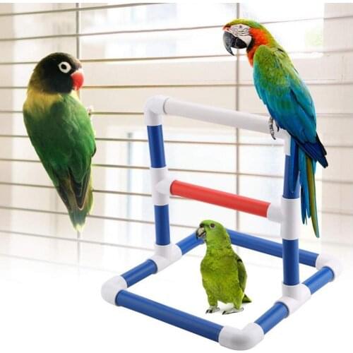 24cm Classic Pet Bird Parrot Macaw Shower Stand Perch Platform Double Ladder Cage Play Toy White And Blue Birdcage Accessories