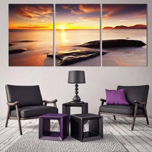 3 Pieces Beach Sunset Scenery HD Canvas Art Wall Painting For Living Room Dust Home Decor