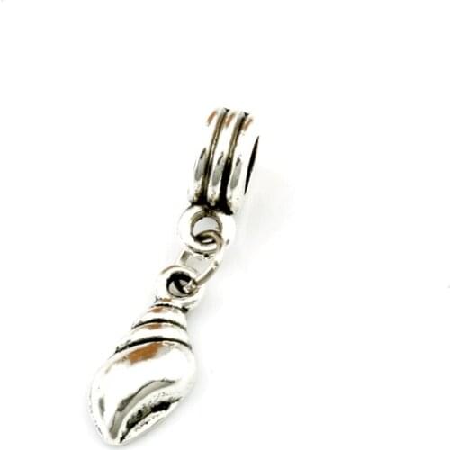 30pcs/Lots Zinc Alloy Conch Charm Big Hole Dangle European Beads Fit Charm Bracelet Jewelry DIY 6.5x29.5mm A-187a