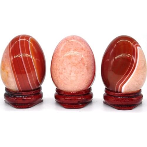 36x50mm Carnelian Evil Eye Red Agate Egg Shaped Stone Healing Natural Crystal Massage Minerale Gemstone Decor Collection