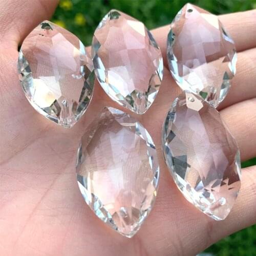 38mm Teardrop Faceted Glass Art Crystal 2Holes Prism Pendant Chandelier Lamp Hanging Ornament Suncatcher DIY