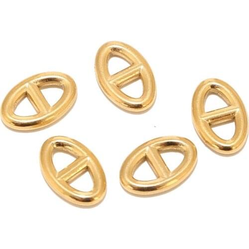 5pcs Stainless Steel Gold Tone Charm Pig Nose Pendants Connectors Accessories For DIY Jewelry Necklace Bracelet Making Findings