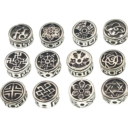 10pc 12x7mm Tibetan Silver Round Flat Spacer Beads Loose Buddha Beads for Jewelry Making Bracelet Accessories DIY Handmade Z1038