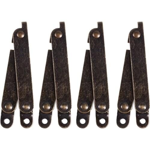 Furniture Box Rotatable Folding Lid Support Hinge Bronze Tone 4Pcs