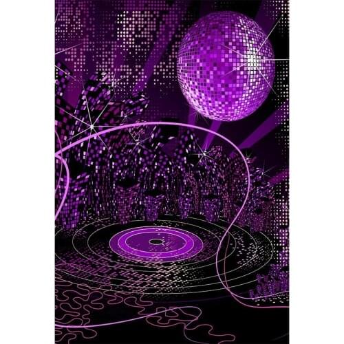 Nightclub Theme Photography Background Purple Specular Reflection Ball And Block Backdrop For Entertainment Venue Decortion