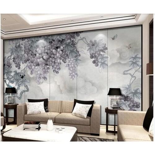 Custom photo wallpaper 3d mural wallpaper for walls 3d Hand painted grape vine pattern living room TV background wall mural
