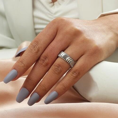 MANGOSKY French Minimalist Metal Snakesbone Ring For Women